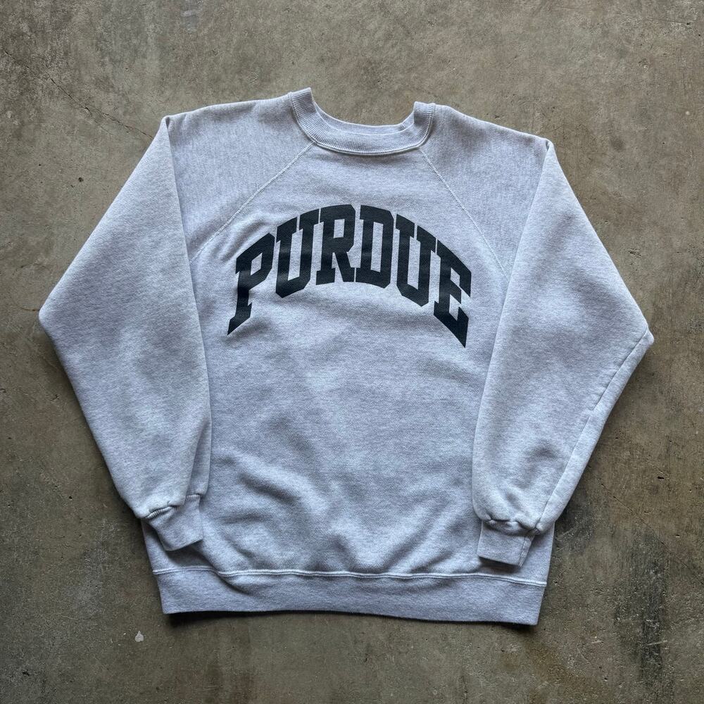 Vintage 1990s Purdue University Gray Raglan Sweatshirt Size Medium Made in USA